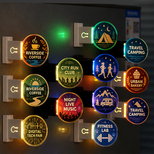 Cadeau promotionnel pour événements : Aimant de réfrigérateur LED, Panneau magnétique en acrylique avec logo personnalisé, Boîte lumineuse, Souvenir de salon professionnel - Product Image 4