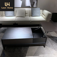 Design personnalisé Designer moderne Table basse carrée noire Table basse en bois avec dessus de table relevable
