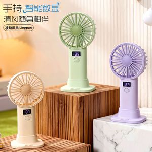 Portable Handheld <b>Fan</b> With Digital Display 5W DC Motor Battery Powered Desk <b>Stand</b> For Indoor Use - Product Image 4