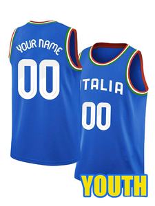 <span class=keywords><strong>Maillot</strong></span> <span class=keywords><strong>de</strong></span> <span class=keywords><strong>basket</strong></span>-ball personnalisé pour jeunes, sans manches, bleu, design Italie, respirant, tenue d'équipe pour les entraînements et les matchs - Product Image 1