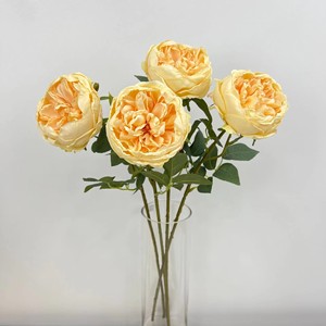 ดอกกุหลาบผ้าไหมคุณภาพสูง ขอบร้อน แต่งงานหรูหรา ก้านเดี่ยว ดอกไม้ประดิษฐ์ - Product Image 2