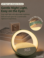 Horloges numériques avec radio FM RGB, lumière de nuit à intensité réglable, variateur d'intensité, 12/24H, chambre à coucher, avec haut-parleur, chargeur sans fil