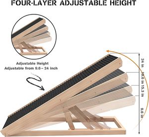 Hölzerne Hunde rampe 4 Stufen Höhen verstellbar Klappbar Tragbare Haustier katzen leiter Rutsch fest für Innen sofa Hunde treppen - Product Image 2