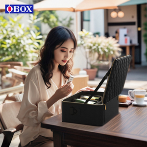 Sac de rangement pour maquillage OBOX avec miroir, grande capacité, portable, pour les voyages et la maison - Product Image 2