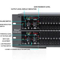 Ecualizador Doble Profesional Anti-Howling Biner D225 de 31 Segmentos para Actuaciones en Escenario y KTV