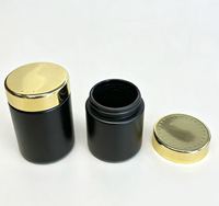 Pot en verre noir de 3,5 g et 7 g avec couvercle doré, résistant aux enfants, pour bonbons comestibles infusés, avec étiquette