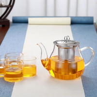 Théière en verre borosilicate transparent de style américain, écologique, faite à la main, 20 oz, résistante à la chaleur, avec infuseur en acier inoxydable et couvercle