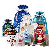 Sacs en plastique à cordon en aluminium composite pour Noël, résistants à l'humidité, emballages cadeaux pour les fêtes d'enfants, personnalisables
