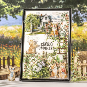 15 autocollants par paquet Cat in the Backyard Series Fence Landscaping Stickers - Product Image 3