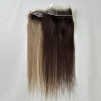 Listo para enviar: Topper de cabello humano con encaje HD 12x2, línea de cabello frontal estilo libre con cordón ajustable para cabello recesado, transpirable