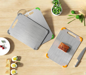 304 Roestvrijstalen Snijplank, Dubbelzijdige Snijplank Voor Keukenvoedselkwaliteit, Roestbestendig, Hygiënisch - Product Image 4