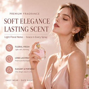 Perfume de Mujer Personalizado de Lujo, Eau de Parfum, Aroma Floral de Larga Duración, Marca Privada OEM, Fragancia en Spray, Botella de Vidrio Líquido - Product Image 3