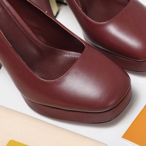 Chaussures à talons aiguilles pour femmes, en cuir véritable de haute qualité, élégantes, rouges, luxueuses, à talons fins, style formel, à enfiler - Product Image 3