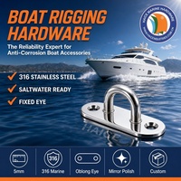 Œil de fixation oblong en acier inoxydable 316 pour usage maritime, anneau en D de 5 mm, plaque de fixation, boucle, gréement, accessoires pour yacht et bateau