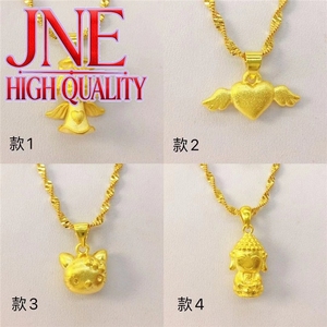 Collier pour femme en or de rivière du Vietnam, en forme de cœur. Petit pendentif ange Bouddha <span class=keywords><strong>Xiaoxiao</strong></span> pour femme, 4 pendentifs élégants et tendance - Product Image 1