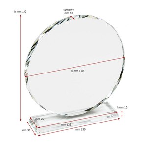 Trophée rond en cristal de 120 mm de diamètre, plaque décorative de récompense - Product Image 2