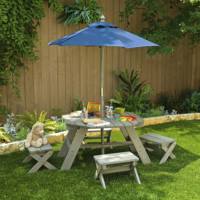 Meubles d'extérieur pour enfants, table octogonale en bois, tabourets, parasol, ensemble de chaises et de table de pique-nique, table de camping, barbecue
