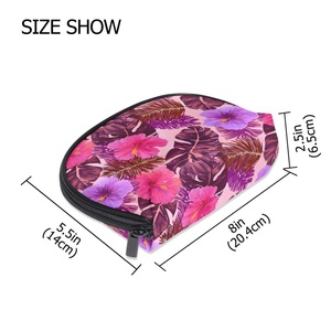 Hawaiian Tropical Flower Makeup Bag Zipper Pouch Dumpling Zipper Pouch Custom Print Travel <b>Small</b> Cosmetic Organizer for Women - Product Image 3