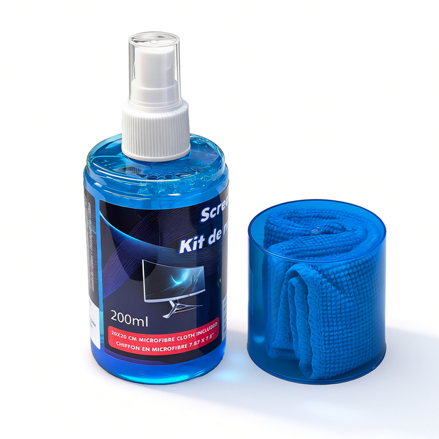Complete LCD Screen Home Cleaning Kit 200ml Spray with Microfiber Cloth Dust Remover for Laptops TVs Cameras Keyboards