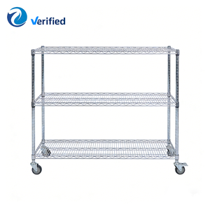 رفوف سلكية متينة قابلة للتعديل من 3 طبقات مع عجلات لتنظيم رفوف العرض والمستودعات - Product Image 2