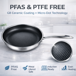 Poêle à frire antiadhésive en acier inoxydable 316 entièrement plaqué, triple épaisseur, pour usage commercial, compatible induction et gaz, ustensile de cuisine - Product Image 1