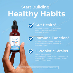 Private Label cinque ceppi unici integratori probiotici bambini organico liquido per lo sviluppo del microbioma del bambino intestinale - Product Image 3