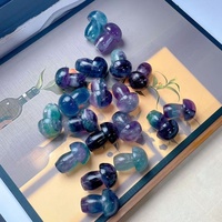Hongo de Fluorita Pulida, Piedra Preciosa, Cristales Curativos de Reiki, Piedra de Meditación, Pequeños Hongos de Cristal Tallados, Regalo Espiritual Único