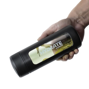 Bouteille d'eau en verre portable élégante, manchon en plastique durable, verres en verre à usage quotidien pour la course à pied unisexe - Product Image 5