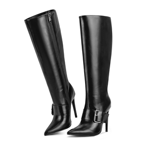 WETKISS Stivali Alti al Ginocchio Classici Neri da Donna, Sexy <span class=keywords><strong>con</strong></span> Punta Affusolata e <span class=keywords><strong>Tacco</strong></span> <span class=keywords><strong>a</strong></span> <span class=keywords><strong>Spillo</strong></span>, Stivali Lunghi <span class=keywords><strong>con</strong></span> Cinturino Largo alla Moda - Product Image 3