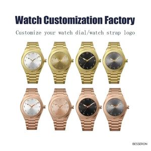 Reloj de Pulsera de Cuarzo Dorado con Números Árabes para Hombre y Mujer, Diseño de Lujo, OEM ODM, Reloj de Acero Inoxidable para Parejas, Relojes Casuales para Hombre - Product Image 2