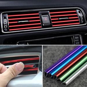 10 pièces bande décorative de sortie d'air de climatisation de voiture, bande de pince à maille en forme de U galvanoplastie bande lumineuse couleur chromée - Product Image 4