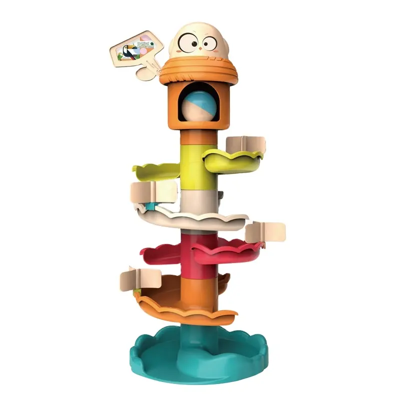 कुन्यांग अर्ली एजुकेशनल जुगेट्स रोटेटिंग प्लास्टिक पाइल टॉवर रोलिंग बेबी किड्स शिशु बच्चा मोंटेसरी खिलौने ट्रैकिंग बॉल