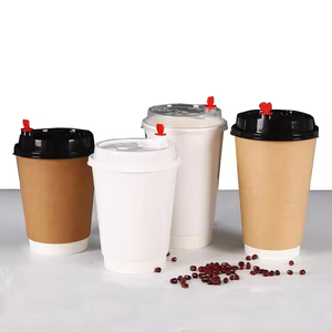 Desechable logotipo personalizado biodegradable sola doble pared bebida caliente Leche de <span class=keywords><strong>Coco</strong></span> taza de papel café con leche taza de papel con tapa manga - Product Image 3