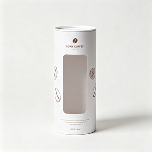 Factory Custom Round Cylinder Paper Box With Visible Window Recyclable Tube For <b>Coffee</b> Bean Cafe Retail Packaging - Product Image 5