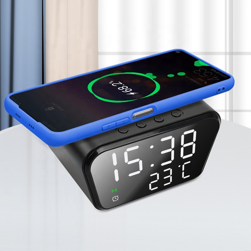 Современный простой Настольный светодиодный цифровой стол прикроватный будильник с беспроводной зарядкой для телефона рекламный подарок