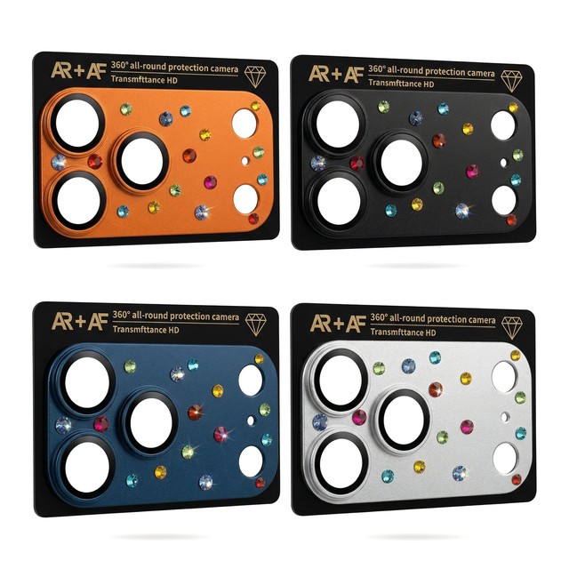 Bling 3D Metal Gear Design Diamond Camera Lens Glass Protector for IPhone 17 Pro Max 17 Pro Fashion Handmade Sticker Rhinestone