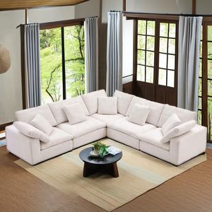 わびさび快適なグースダウンコーナーソファセットモジュラーL字型ソファクラウドソファリビングルームソファ - Product Image 5