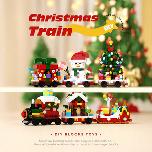 Train de Noël miniature en blocs de construction, jouet pour enfants, ornement DIY, 200-400 pièces - Product Image 4