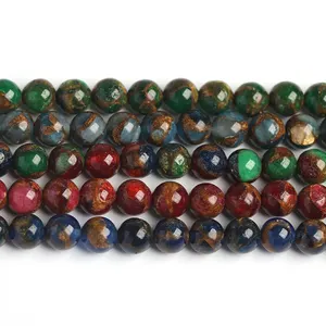 New arrivals jewelry stone loose beads material multicolor golden stone main material beads from natural stones (AB1690)