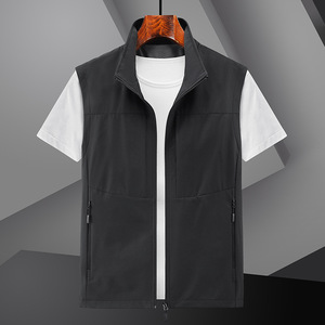 Gilet da uomo di fascia alta traspirante gilet primavera autunno <span class=keywords><strong>giacca</strong></span> con colletto rialzato <span class=keywords><strong>e</strong></span> chiusura con cerniera Multi-tasche - Product Image 4