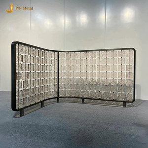 C412 New Arrival Luxury 304 Stainless Steel Crystal Glass Curved <b>Screen</b> Partition Room Divider Lobby Seat Restaurant Booth - Product Image 1