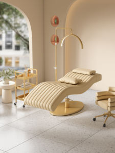 Moderna y Lujosa Camilla de Masaje Negra y Dorada para Salón de Belleza, Cama Cosmética Reclinable para Spa Facial y Extensión de Pestañas en Venta - Product Image 4