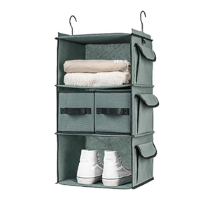 Home Folding Non-woven Fabric Single Tier Standing Storage Bags 2 <b>Drawers</b> 3 Pockets Clothing Organizer - Product Image 1