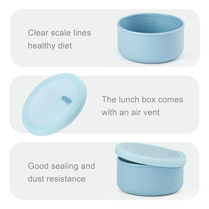Reusable Food Storage <b>Containers</b> Non-slip Silicone Office Workers Kids Divided Lunch Bowl With Lid - Product Image 4