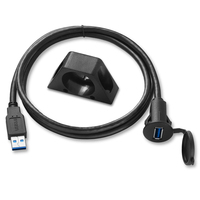 Bochara-Panel de montaje empotrado USB3.0 USB2.0 macho a hembra, resistente al agua, Cable blindado para salpicadero de coche