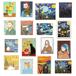 Colección <span class=keywords><strong>de</strong></span> Arte <span class=keywords><strong>de</strong></span> Pinturas al Óleo, Personalizadas, <span class=keywords><strong>de</strong></span> <span class=keywords><strong>Van</strong></span> <span class=keywords><strong>Gogh</strong></span>, <span class=keywords><strong>Girasoles</strong></span>, Noche Estrellada, Esmalte Suave, Aleación <span class=keywords><strong>de</strong></span> Zinc, Color Personalizado, 3D, Tamaño y Forma Personalizados - Product Image 2