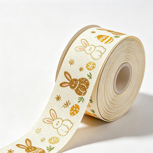 Customized Print Gold Foil Easter Gift Wrapping Craft Grosgrain <b>Ribbon</b> for Bows Decoration <b>Ribbon</b> 50 Yard Rol - Product Image 5