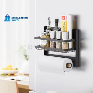 WIREKING 2 tier Magnetic Spice Rack Shelf Rack Kitchen Organization Storage for Refrigerator or Washing Machine tissue holder