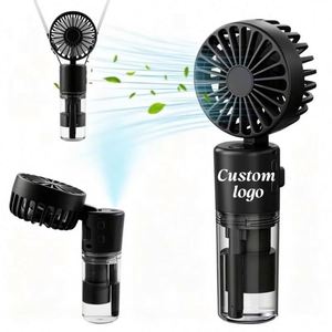 Ventilateur portable pliable avec logo personnalisé, ventilateur de cou avec cordon, 4 vitesses réglables, adapté aux femmes, à la maison, au bureau et en voyage - Product Image 1