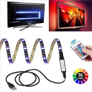 5m 30Leds RGB TV đèn nền IP65 5V nhà thông minh đèn USB Kit IR điều khiển từ xa 24 phím LED Strip SMD5050 RGB LED Strip ánh sáng
